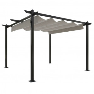 Gazebo de jardim com telhado retrátil 3x3 m cor creme H
