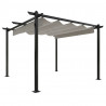 Gazebo de jardim com telhado retrátil 3x3 m cor creme 2