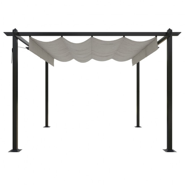 Gazebo de jardim com telhado retrátil 3x3 m cor creme M 3