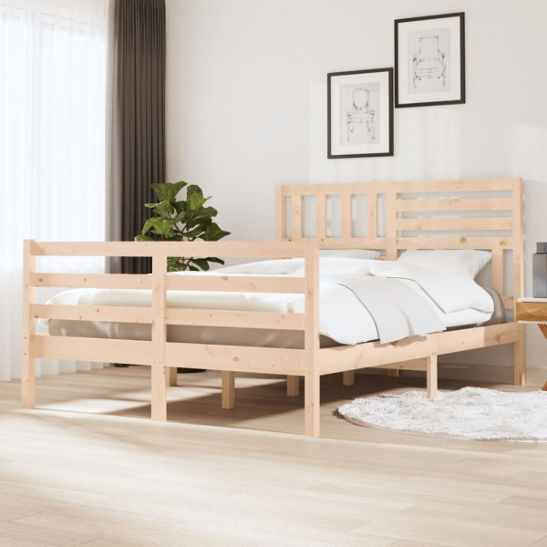 Estructura de cama madera maciza 150x200 cm D