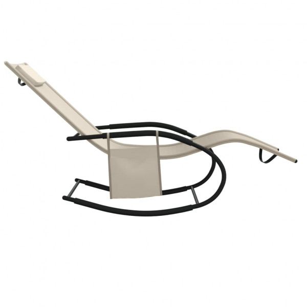 Tumbona mecedora de acero y textilene crema M 4