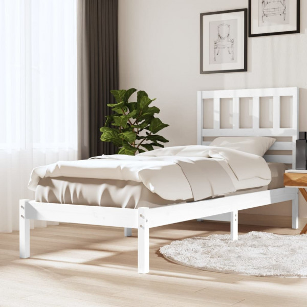 Estructura de cama madera maciza de pino blanco 75x190 cm D