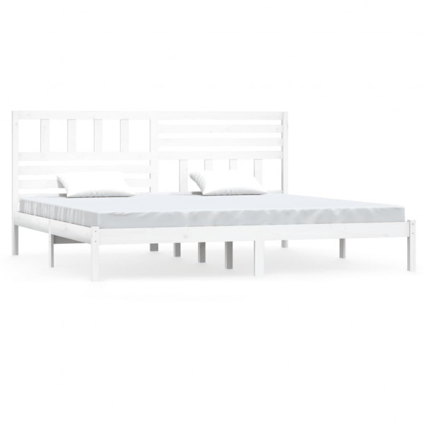 Estructura de cama madera maciza de pino blanca 200x200 cm M 2