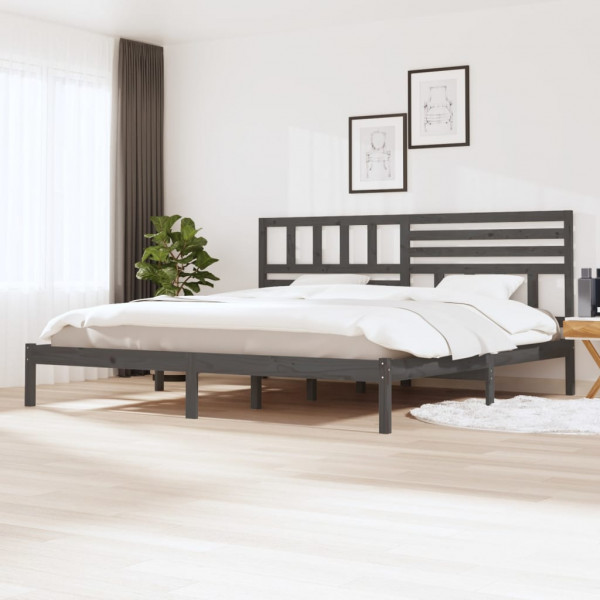 Estructura de cama de madera maciza de pino gris 200x200 cm D