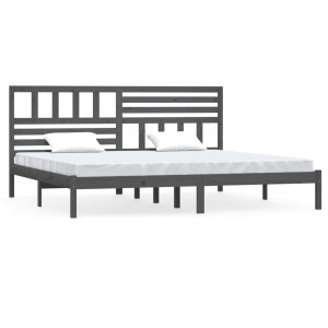 Estrutura de cama 200x200 cm pinho maciço cinzento H