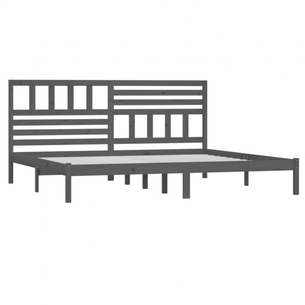 Estructura de cama de madera maciza de pino gris 200x200 cm M 3