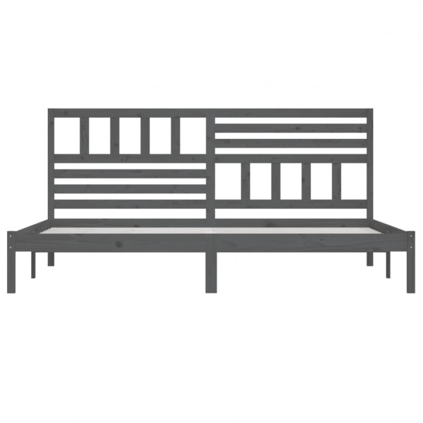Estructura de cama de madera maciza de pino gris 200x200 cm M 4