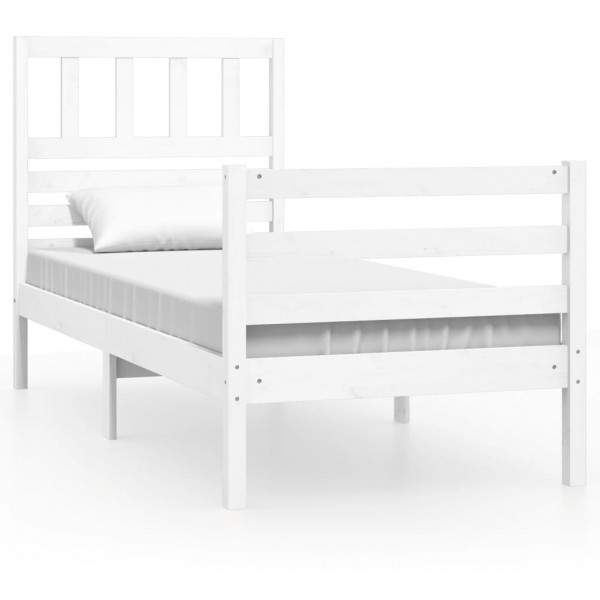 Estructura de cama madera maciza blanco individual 75x190 cm M 2