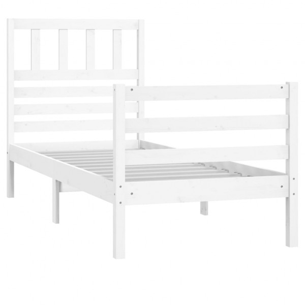 Estrutura cama pequena solteiro 75x190 cm madeira maciça branco M 3