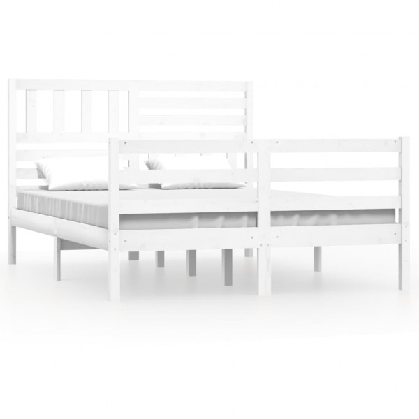 Estrutura cama pequena casal 120x190 cm pinho maciço branco M 2