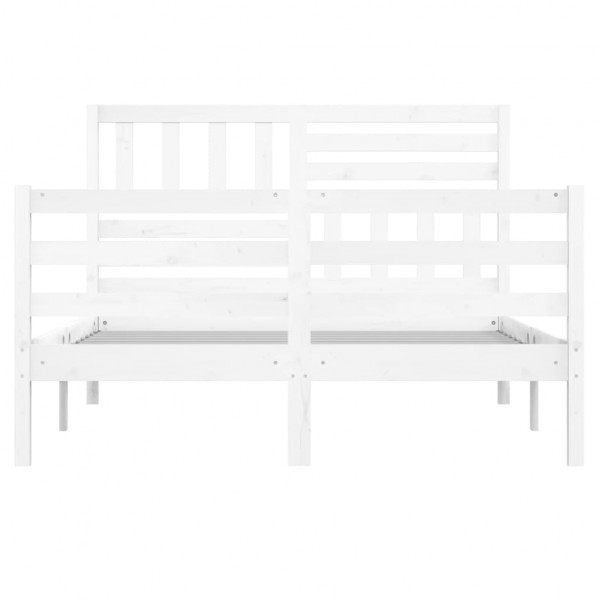 Estructura de cama madera maciza blanco 120x190 cm M 4