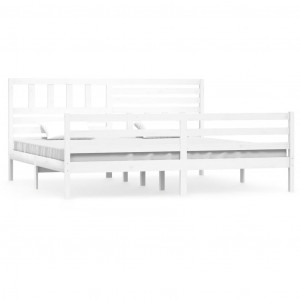 Estrutura de cama 200x200 cm madeira maciça branco H