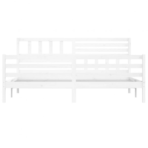 Estrutura de cama 200x200 cm madeira maciça branco M 4