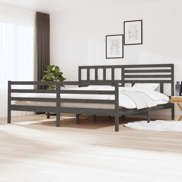 Estructura de cama de madera maciza gris 200x200 cm D