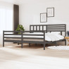 Estructura de cama de madera maciza gris 200x200 cm 1