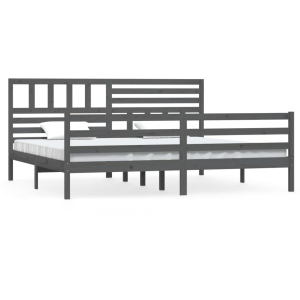Estructura de cama de madera maciza gris 200x200 cm M 2