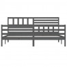Estructura de cama de madera maciza gris 200x200 cm 4