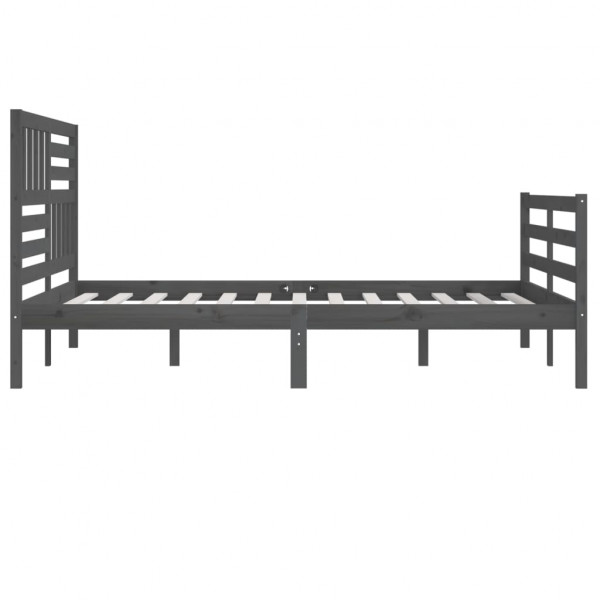Estructura de cama de madera maciza gris 200x200 cm M 5