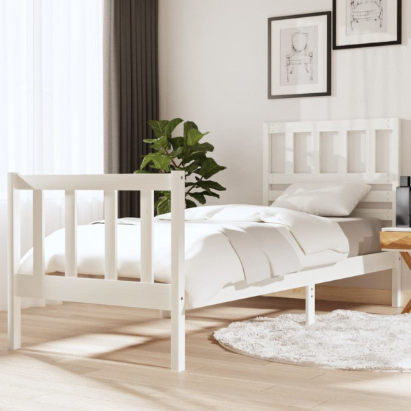 Estructura de cama madera maciza blanco 75x190 cm D