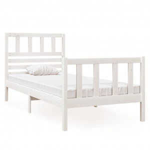 Estructura de cama madera maciza blanco 75x190 cm H