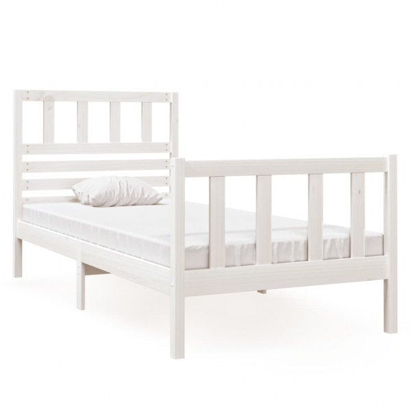 Estrutura cama pequena solteiro 75x190 cm madeira maciça branco M 2