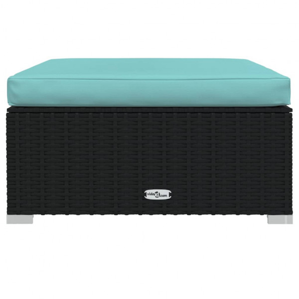 Reposapiés de jardín con cojín ratán sintético gris 70x70x30 cm M 3