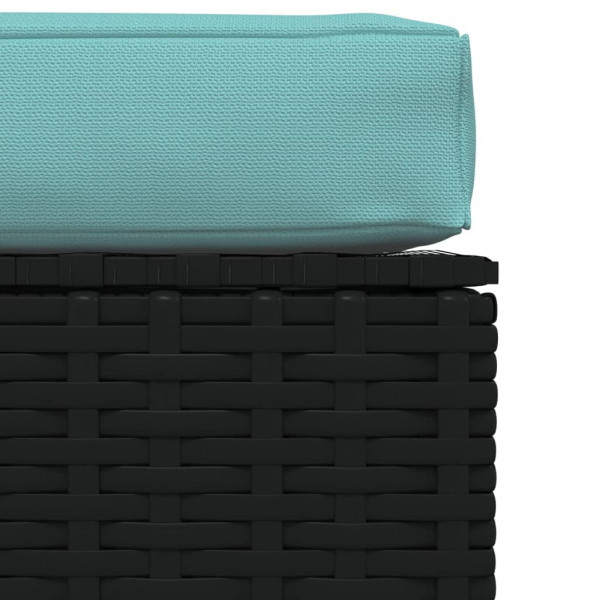 Reposapiés de jardín con cojín ratán sintético gris 70x70x30 cm M 4