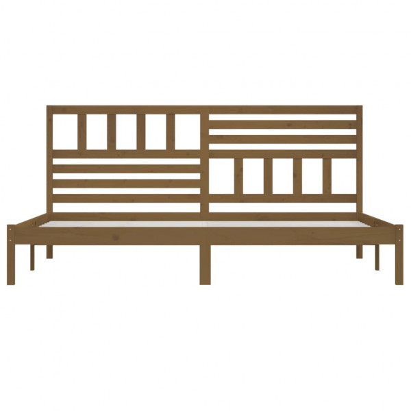Estructura de cama madera maciza de pino marrón miel 200x200 cm M 4