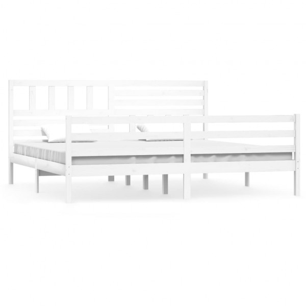 Estrutura de cama super king 180x200 cm madeira maciça branco M 2