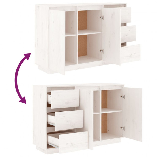 Aparador de madera maciza de pino blanco 111x34x75 cm M 5