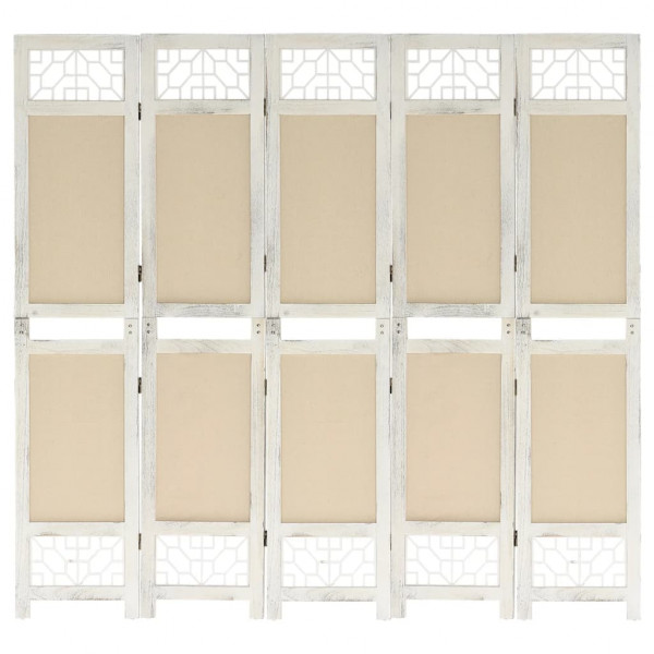 Biombo divisor de 5 paneles de tela color crema 175x165 cm D