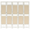 Biombo divisor de 5 paneles de tela color crema 175x165 cm 1