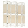 Biombo divisor de 6 paneles de tela color crema 210x165 cm 4