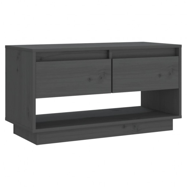 Mueble de TV de madera maciza de pino gris 74x34x40 cm M 2