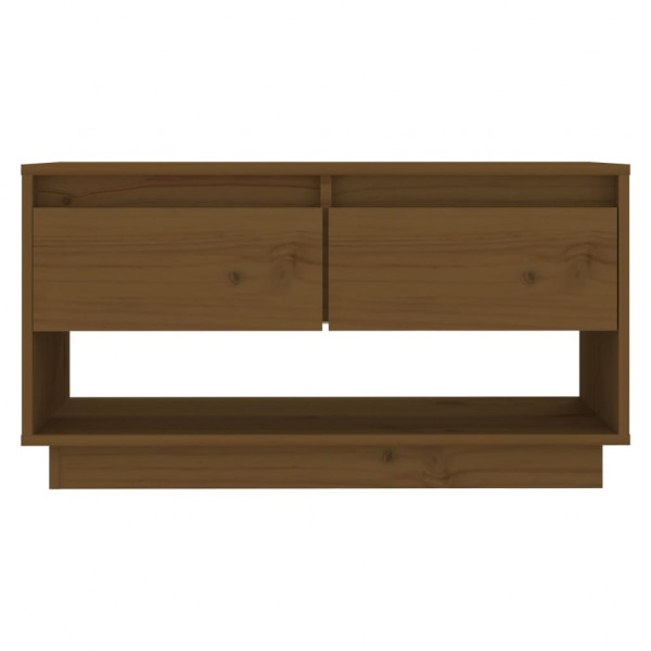 Mueble de TV madera maciza de pino marrón miel 74x34x40 cm M 3