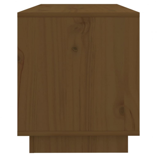 Mueble de TV madera maciza de pino marrón miel 74x34x40 cm M 5
