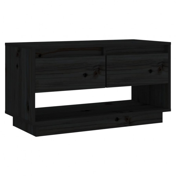Mueble de TV de madera maciza de pino negro 74x34x40 cm M 2