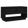 Mueble de TV de madera maciza de pino negro 74x34x40 cm 2