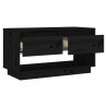 Mueble de TV de madera maciza de pino negro 74x34x40 cm 4