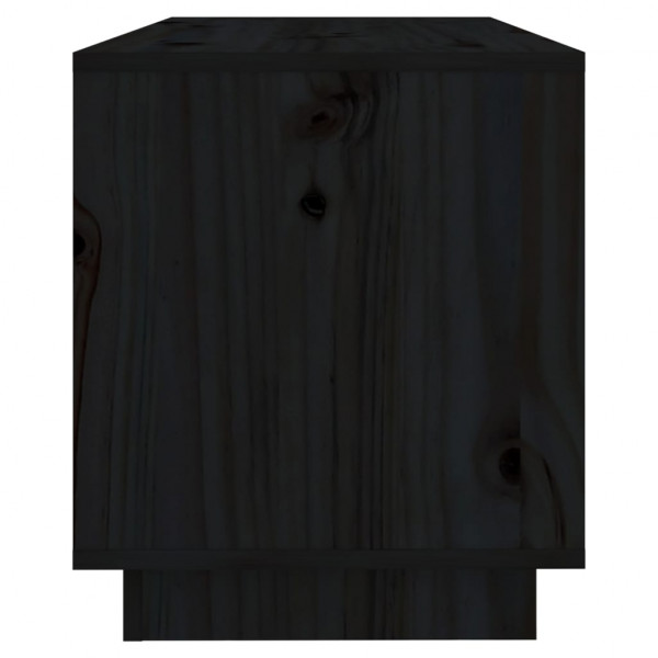 Mueble de TV de madera maciza de pino negro 74x34x40 cm M 5
