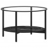 Mesa de centro vidrio templado negro y mármol negro 70 cm 2