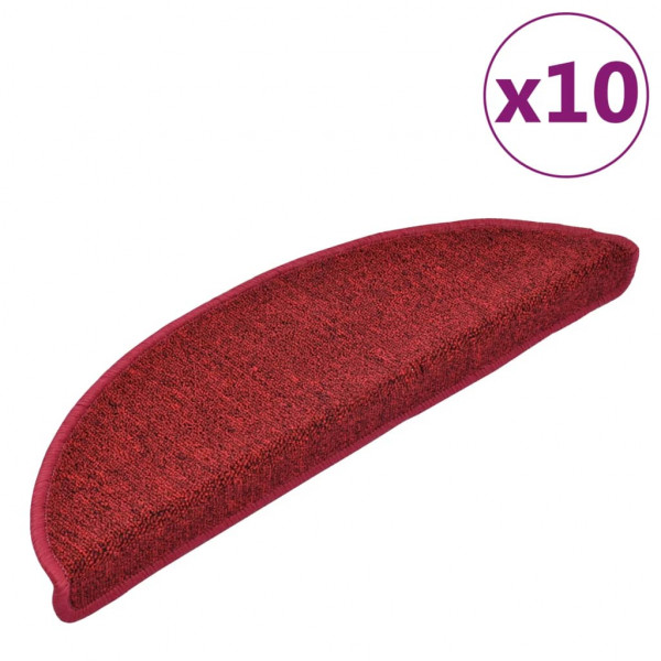 Tapetes de escada 10 unidades vermelho bordô 56x17x3 cm M 2