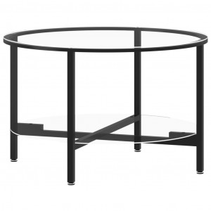 Mesa de centro vidrio templado negro y transparente 70 cm H