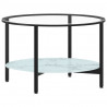 Mesa de centro vidrio templado negro y mármol blanco 70 cm 2