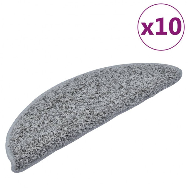 Alfombrillas de escalera 10 unidades gris 56x17x3 cm M 2