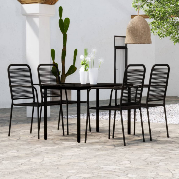 5 pcs Conjunto de jantar para jardim preto D