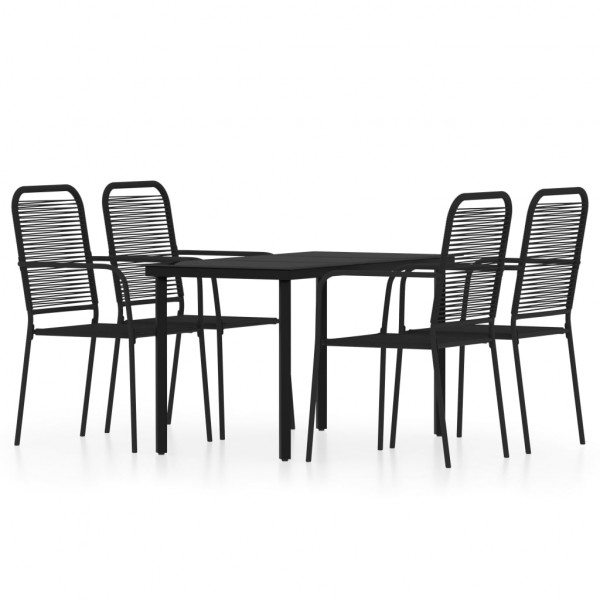 Juego de comedor de jardín 5 piezas negro M 2