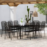 9 pcs conjunto de jantar para jardim preto 1