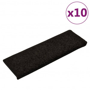 Tapetes de escadas 10 pcs 65x21x4 cm preto H