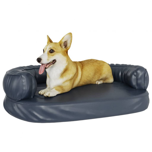 Cama para perros de espuma cuero sintético azul oscuro 88x65 cm M 3